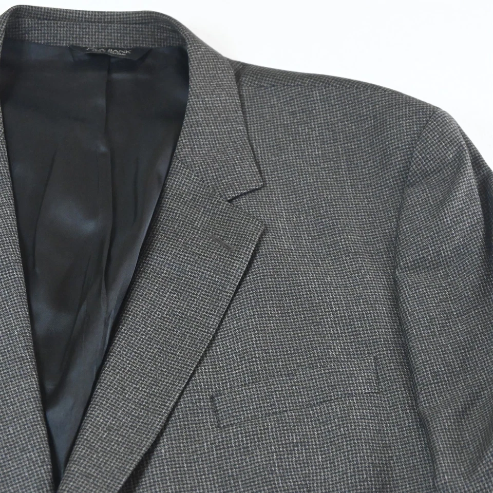 Jos A Bank 52L 44x34 Brown Houndstooth 100% Wool Mens Jacket Pants Suit - Image 3 of 4