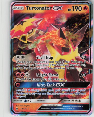 Pokemon Turtonator GX 18/145 SM - Guardians Rising Holofoil Ultra Rare LP