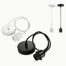E27 Pendant Light Set with Two Adjustable Lamp Holders and Mounting Rings