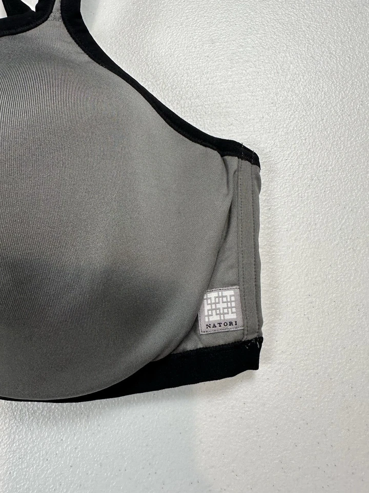 Sujetador deportivo Natori 731050 Yogi convertible contorno alto impacto negro/gris EE. UU. 38D Foto 3 de 4
