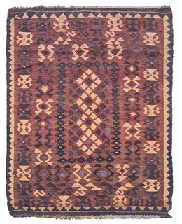 Amazing Hand Knotted Woven Vintage Afghan Maimana Wool Kilim Rug 5.9 x 3.2 Ft