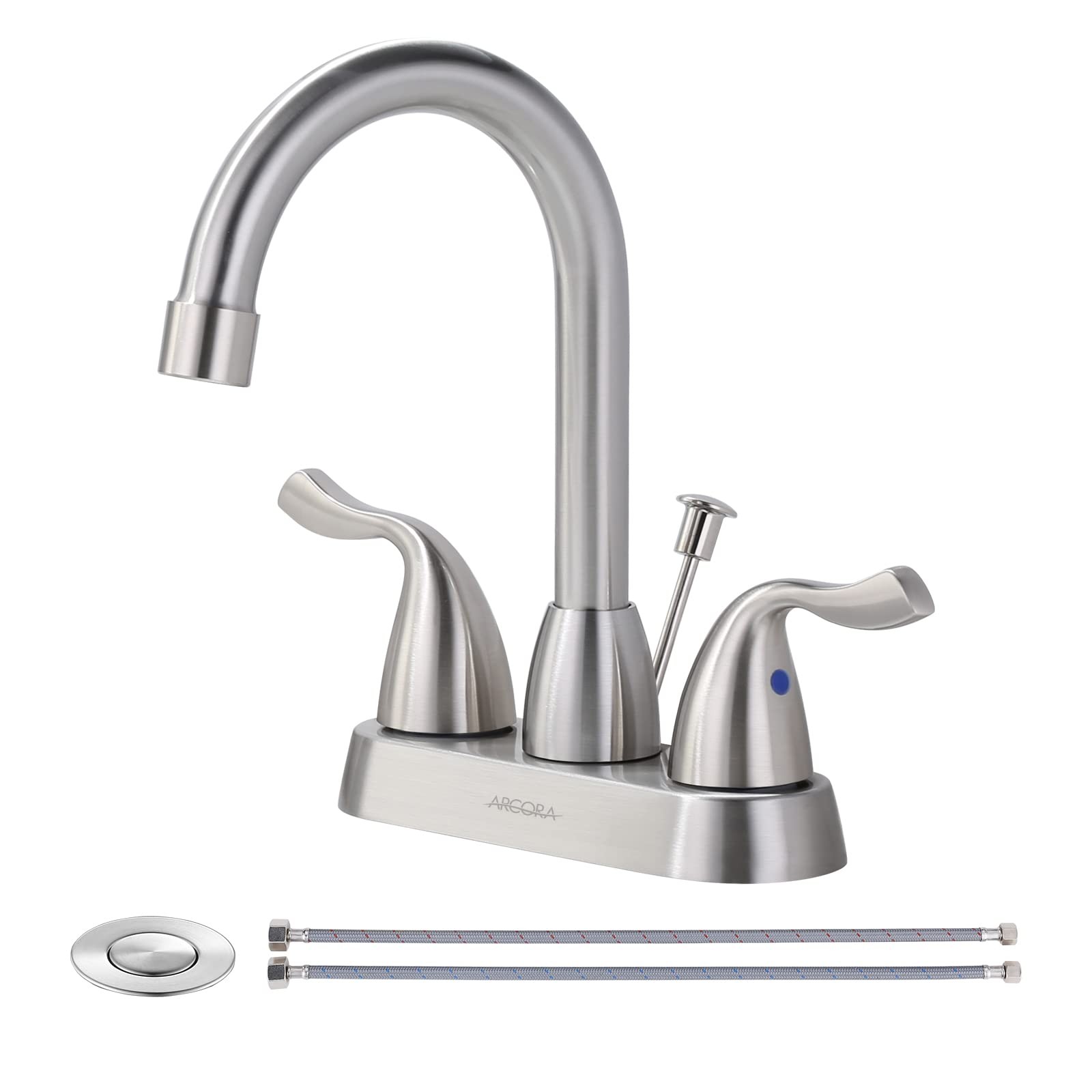 2 Handle Modern Bathroom Faucet Brushed Nickel, 4 Inch Cente