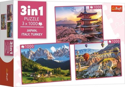 NEW TREFL Jigsaw Puzzle 3 in 1 1000 Pieces Japan, Italy, Turkey