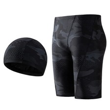Swimwear Men'S Swimming Trunks Durable Long Training Swimming Trunks And Cap 2 P