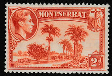 MONTSERRAT: GVI 2d ORANGE P.13 SG 104 MOUNTED MINT