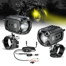 Motorcycle Auxiliary LED Light Kit Driving Spotlights White/Amber Fog Light w...