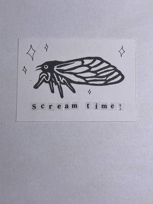 ACEO original cicada print ''Scream Time!''