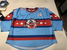 Amarillo Wranglers NAHL Authentic title wave blue Hockey Jersey - Size XL