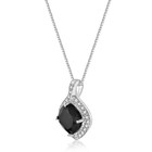 925 Sterling Silver Cushion Black Onyx Pendant with White Topaz Accent - 18 Inch — photo 2