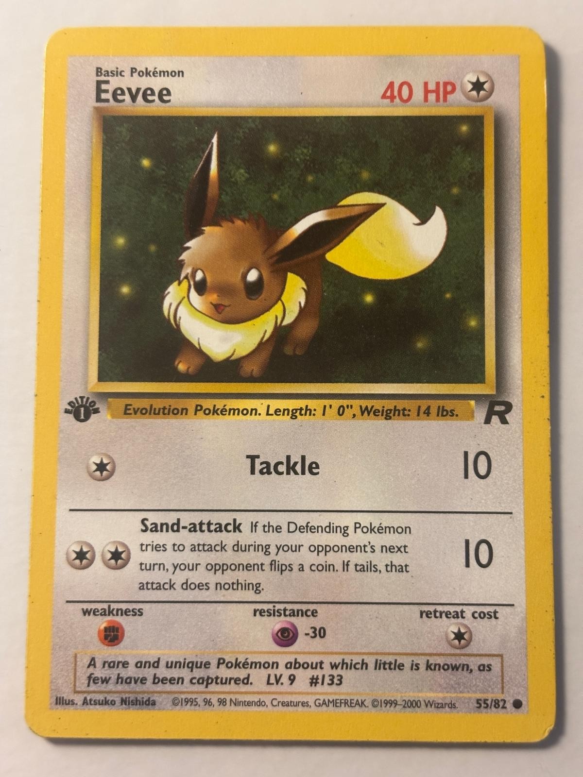 Eevee 55/82 Common Team Rocket Pokemon 1st Edition Heavily Played