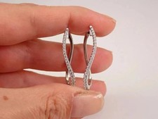 1 Ct Round Cut Round Lab-Created Diamond Hoop Earrings 14k White Gold Plated