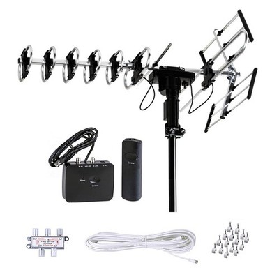 Outdoor Antenna HD TV 200 Miles Range with Motorized 360° Rotation, UHF/VHF/F...