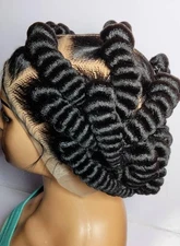 Jumbo Twist Braided Wig Full Lace Baby Hair Wig Spring Twist Wig Bantu Knots