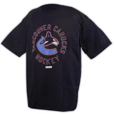 Vancouver Canucks CCM NHL 4997 Digital Team Logo Navy Blue Hockey T-Shirt  