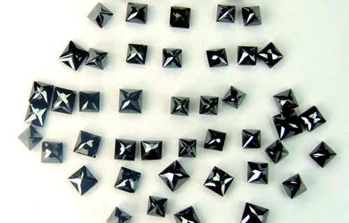 Natural Loose Diamond Jet Black Princess Brilliant Cut All MM Size 5 Pcs Lot Q46 - Picture 7 of 14