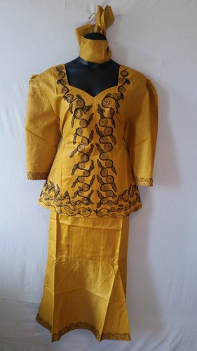 Women Clothing African Dashiki Skirt Suit Attire Mustard Free Size Print #9319 - Bild 7 von 7