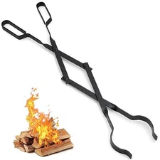 26 Inch Heavy Duty Fireplace Log Tongs Scissor Design For Safe Firewood Manag...