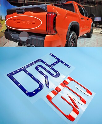 Fit 2022 2023 Toyota Tundra TRD PRO Red Domed Tailgate Letters Inlay US Flag