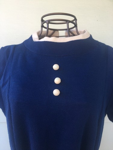 Vintage Women’s Dress Double-knit Navy White XS/S ILGWU - Picture 2 of 11