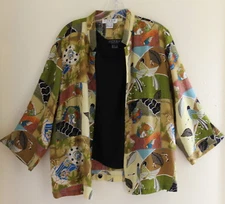 Citron Santa Monica Sz L Birds Charming Asian Silk Shirt Shirt Jacket Tank Top
