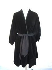 Genny Italy Black Velvet Swing Coat jacket VTG 1980s warm lining NO BELT- ASK!