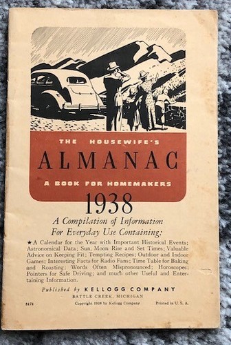 Housewife's Almanac 1938 Vintage Kellog Co. Booklet Recipes Tips Old Used