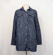 Chico's 2 Jacket Indigo Blue Zebra Stripe Textured Elongated Women's Size L