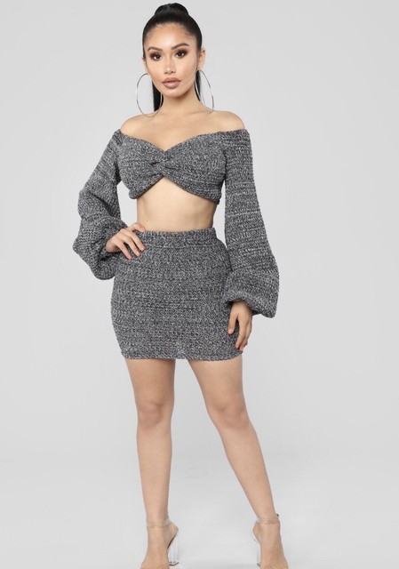 Fashion Nova Black Two Piece Set