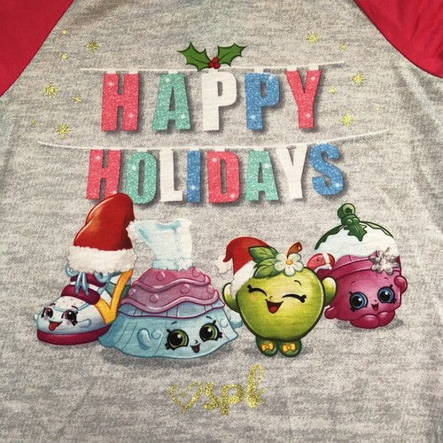 Shopkins Holiday Pajama Set Girls Size 4 Christmas Long Sleeve Top Leggings NWT - Picture 2 of 3