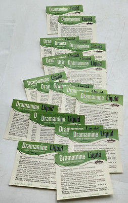 (20) Vintage Apothecary Paper Pharmacy DRAMAMINE LIQUID Labels Berkeley, CA
