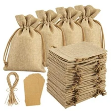 25PCS Burlap Gift Bags With Drawstring, 4x6" Small Party Favor Gift Bags + 