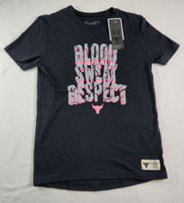 Boys Under Armour Black Short Sleeve T-Shirt Respect Project Rock Youth Size Md
