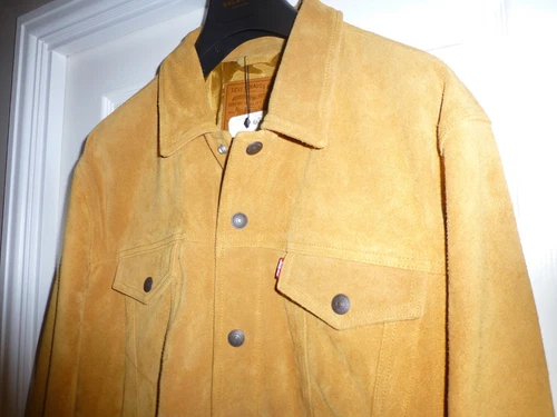 BNWT LEVIS PREMIUM HEAVYWEIGHT SUEDE LEATHER TRUCKER JACKET LARGE & comes up BIG