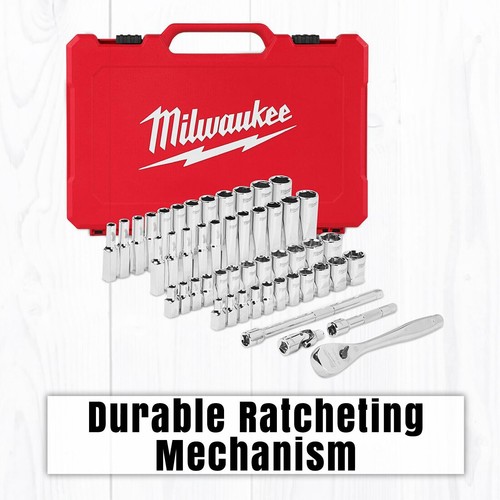 MILWAUKEE 50pce 1/4" Drive Ratchet & Socket SAE (Imperial & Metric) Set 48229004 - Picture 5 of 7