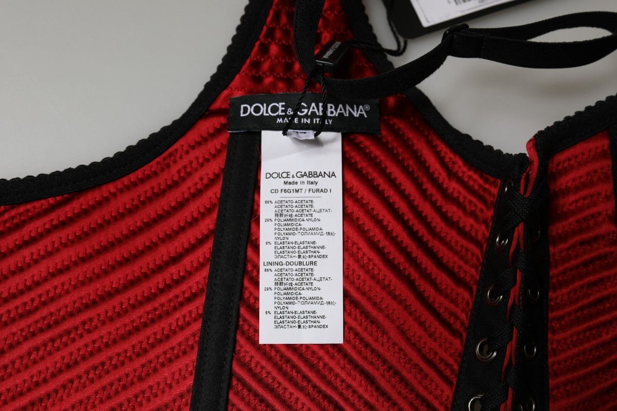 DOLCE & GABBANA Dress Red Bustier Corset Lace Bodycon Midi DOLCE & GABBANA Dress Red Bustier Corset Lace Bodycon Midi