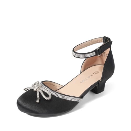 Girls Dress Shoes Kids Pumps Low Heels Flower Party Wedding Princess