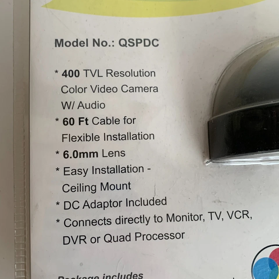 安全摄像头 Q-See QSDNV 夜视穹顶彩色室内摄像头密封 全新 — 第 2/4 张图片