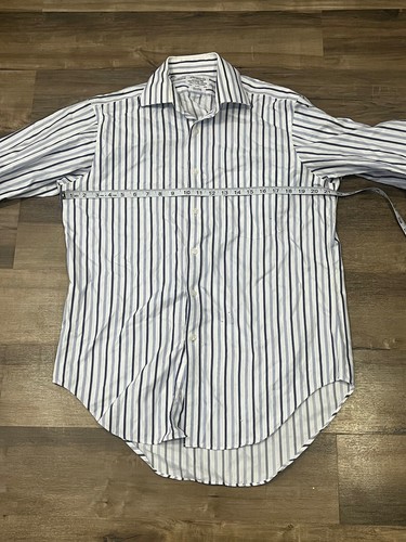 T.M. Lewin Men’s Dress Shirt White Blue Striped Sz 15.5 / 34.5 Regular Fit - 第 4/6 張圖片