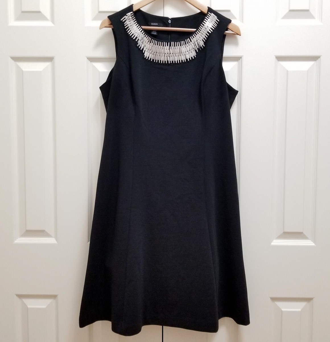 Women's Alfani Silver Metal Collar Fit & Flare Black Tank Top Party Dress Sz 14 Women's Alfani Silver Metal Collar Fit & Flare Black Tank Top Party Dress Sz 14