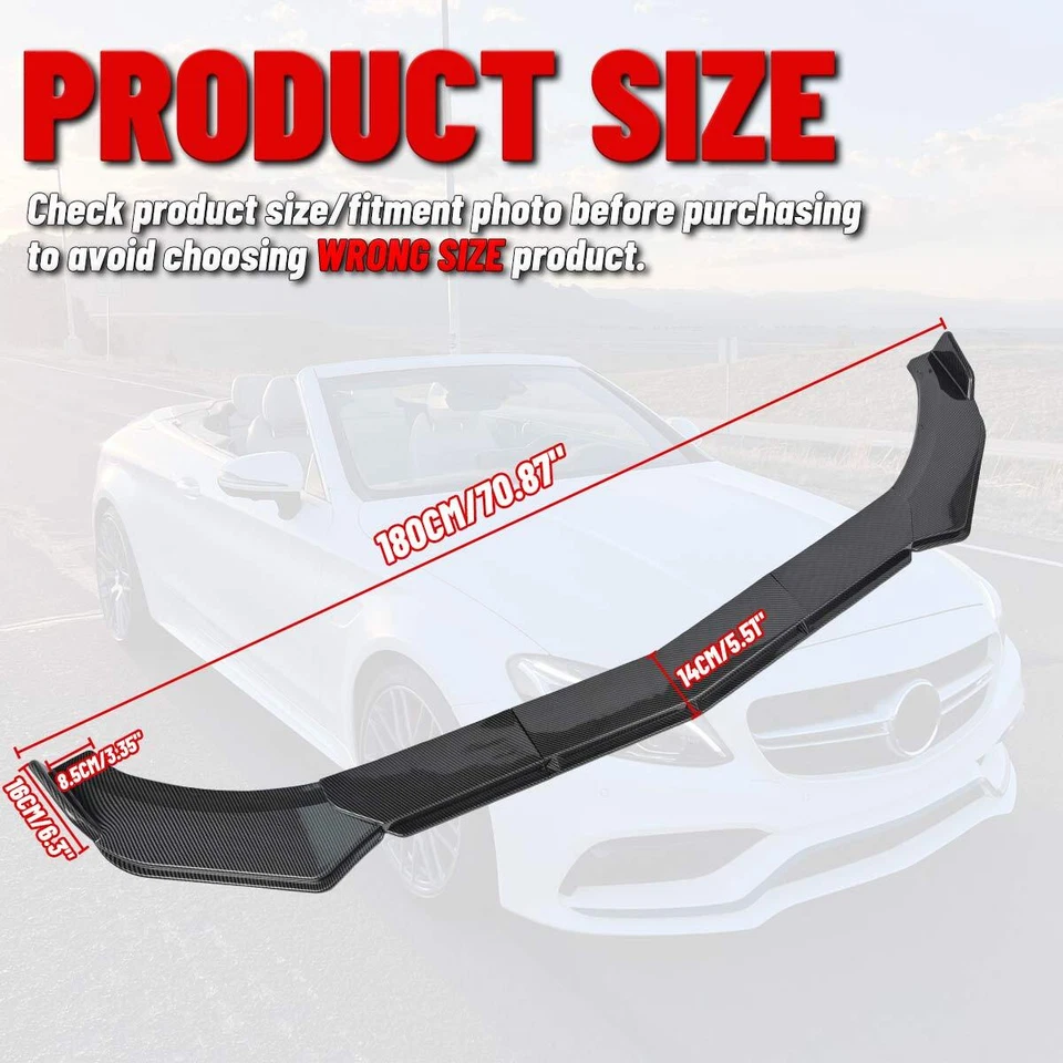 For Kia Forte Carbon Fiber Look Front Bumper Lip Spoiler Splitter Body Kit Black Foto 3 de 4