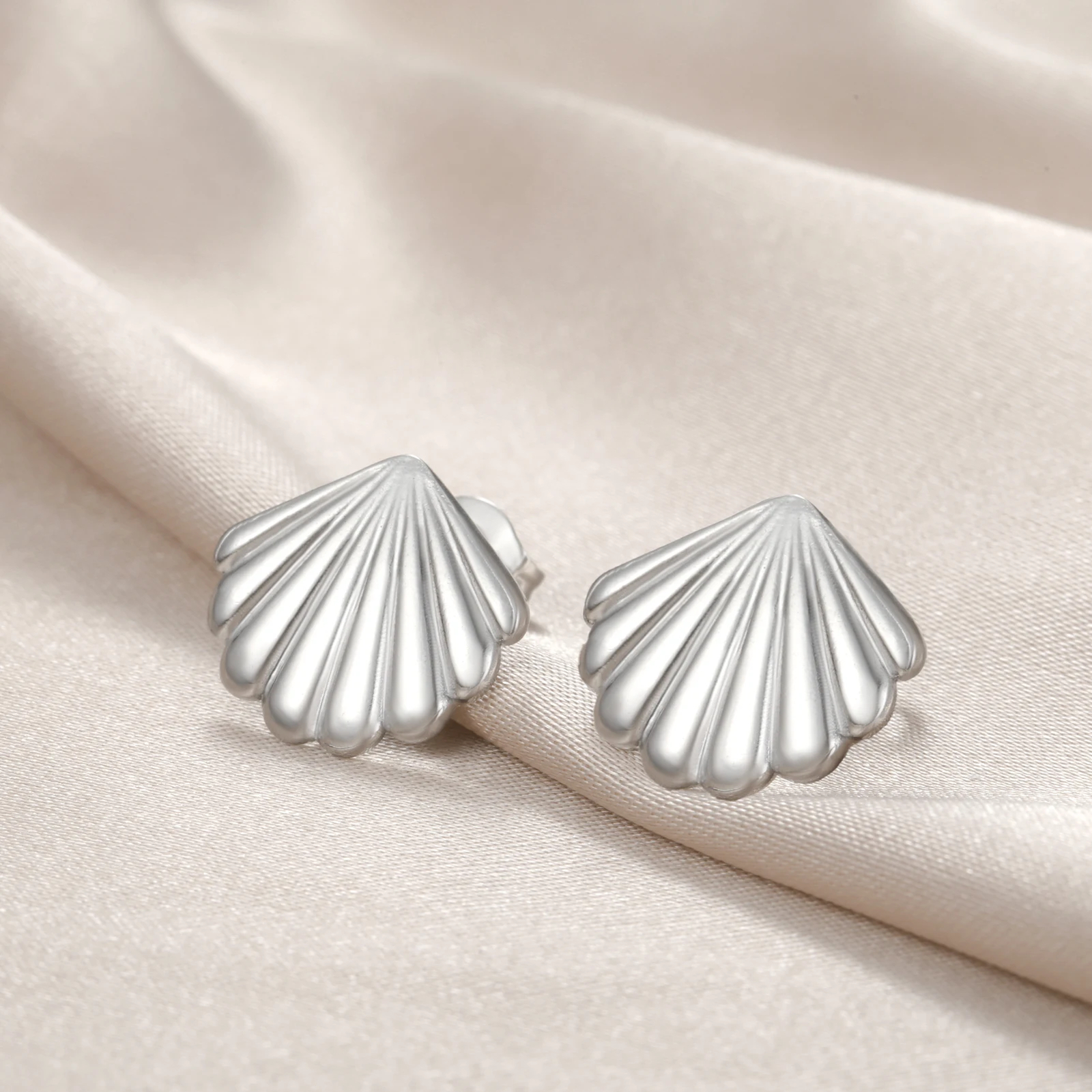 Shell Stud Earrings for Women and Girls - Stainless Steel Mini Vibe Jewelry-image