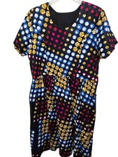 Colorful African Women's 16 Cottage Core Sunday Print Midi Dress Short Sleeves