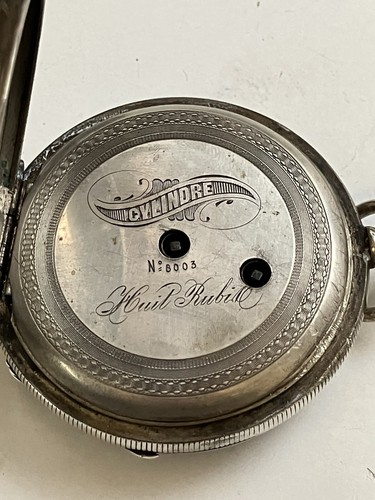 800 Silver Case KEYWIND 8j Large Men’s Swiss Pocket Watch 55mm For Parts/Repair - Picture 5 of 9
