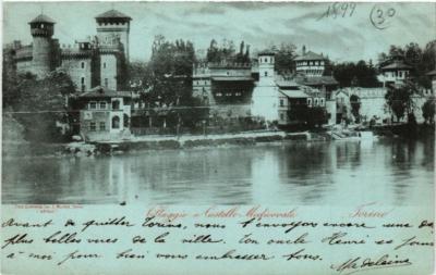 Old postcard AK TURIN medieval village and castle Italy (542827)