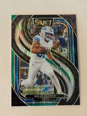 2024 Select Black Green Prizm Shock 129 Brian Branch Detroit Lions Insert Card