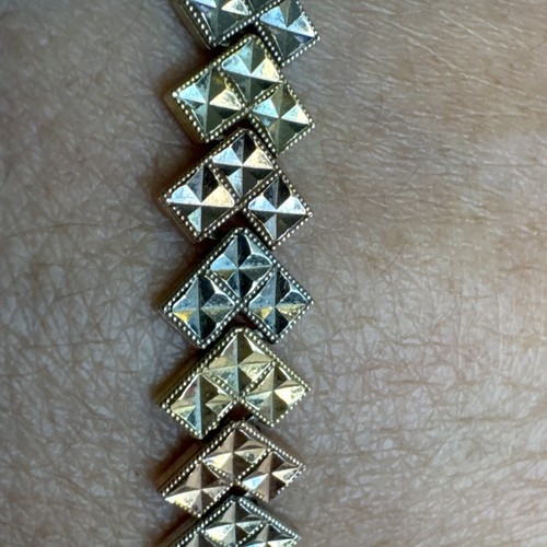 Vintage 3 Tone Bracelet Yellow Gold 14K. Diamond Cut 7.5” Long 8.4 grams - Picture 9 of 17