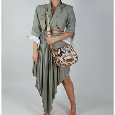 Pastel Green 2 Piece Blazer & Pleated Asymmetric Skirt Suit by Ajlena Nanic Sz M