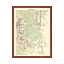 Vecchia Mappa del Pireo 1870 - Vintage Grecia Arte Decorazione Parete Prin