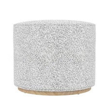HomePop Cloud Ottoman with Wood Base Cream Gray