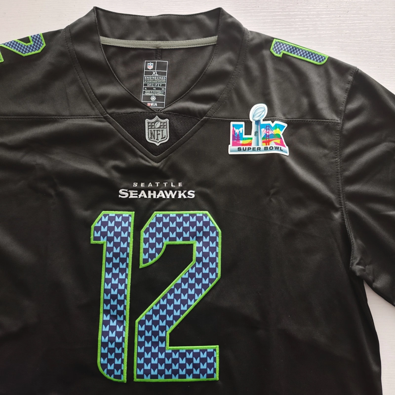 Men's Seahawkss Super B.owl LX Patch Game Jersey Black NWT HOT